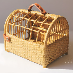 Best Woven Rattan Cat Dog Puppy Animal Carrying Bag Wicker Pet Carrier Furniture OEM All Sizes - Product Image 3