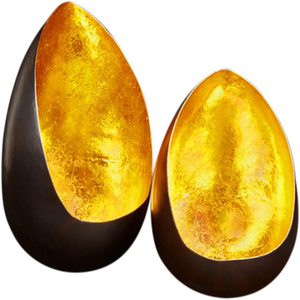 Juego de 2 Portavelas Decorativos Estéticos para Velas de Té, Hechos de Metal con Revestimiento de Lámina Dorada Negra - Product Image 6