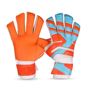 Gants de gardien de but personnalisés avec protection des doigts, paume en latex bleu et marron, impression de haute qualité et design de logo personnalisé - Product Image 3