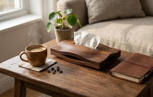 Trendy Handmade Wooden Tissue <b>Box</b> Wabi Sabi Design Natural Wood Finish Modern Tabletop Tissue Organizer Holder By UO INDIA - Product Image 6