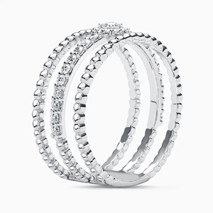 925 Silver Moissanite Set Triple <b>Row</b> Engagement Ring for Party Rhodium Plated Luxury - Product Image 2