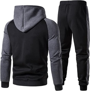 Conjunto de Sudadera con Capucha y Pantalones Deportivos de Forro Polar Transpirable y Resistente al Viento, Estilo Urbano, Dos Tonos, con Bolsillo Canguro, para Hombre, para Invierno y Gimnasio - Product Image 3