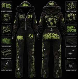Custom 100% Cotton Terry Oversized Printed Tracksuit Acid Washed Sweat Suits <b>Men</b> <b>Flare</b> Stacked Sweatpants and Hoodie Set - Product Image 3