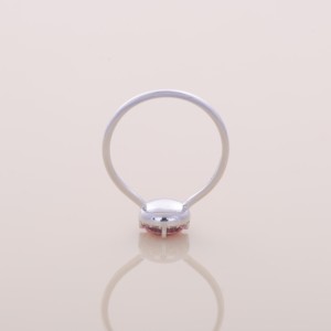 IGI Certified Round Cut Pink Diamond Halo Engagement / Wedding <b>Ring</b> In 9K White / Rose & Yellow Gold with Half Bezel Design - Product Image 5