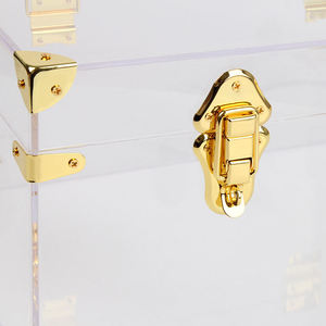 Modern Transparent Acrylic Golden Supplier Trunk Box <b>Storage</b> clear Acrylic Trunk with Gold Metal Accessories Decor - Product Image 6
