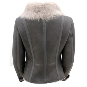 Chaqueta de Motociclista para Mujer, Gris, de Piel de Oveja Genuina, Suave, Impermeable, Reversible, Ecológica, Fabricantes, Totalmente Personalizada - Product Image 2