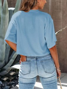 Camiseta corta de algodón para mujer, de alta calidad, precio económico, duradera, transpirable, antiarrugas, a la moda. - Product Image 6