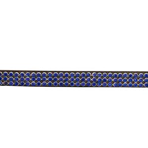 Équipement de cheval en cuir indien 2024 à la mode Horsekraft Fancy Show Brow Band avec trois rangées de cristal bleu Design de bride élégante - Product Image 2