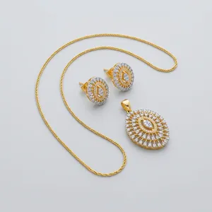 Ensemble de boucles d'oreilles pendantes plaquées or Bhargavi tendance pour femmes, bijoux de mariage indien, fournisseur OEM, style tendance - Product Image 2