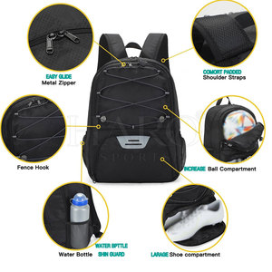 Strong Fabric Lightweight Design Football <b>Backpack</b> Multi Pocket <b>Large</b> Storage Water Resistant Training Practice - Product Image 5