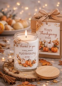 Vela en Frasco de Vidrio Hecha a Mano, Ecológica y Personalizada para Acción de Gracias y Navidad, que Agrega un Toque Acogedor y Elegante a la Decoración de tu Hogar - Product Image 3