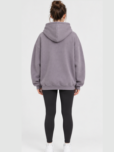 Vêtements de sport d'hiver écologiques, sweats à capuche en polaire 100% coton légers avec fermeture éclair et cordon de serrage pour unisexe - Product Image 4
