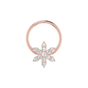 Piercing de nez en or 14 carats avec diamant naturel rond brillant de 0,05 ct, certifié GIA, motif floral - Product Image 2
