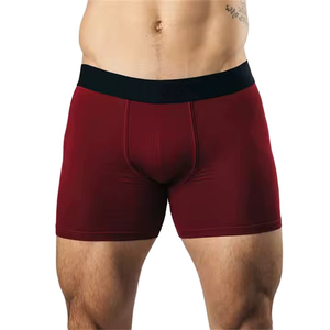 <b>Customized</b> Solid Color Cotton Fabric Intimate Underwear Man's <b>Boxer</b> Elastic Waist Band Plus Size Men's Breathable Underwear - Product Image 1
