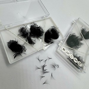 Extensions de cils synthétiques 3D-8D naturelles, longues, faites à la main, volume premium, haute qualité, courbure CC/DD/LD/M, noir mat, boîte écologique - Product Image 2