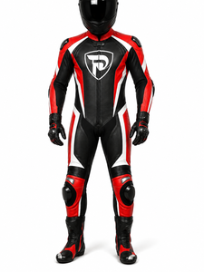 DUMELA INTERNATIONAL Red Black <b>White</b> Leather Adult Motorcycle Racing <b>Suit</b> Full <b>Body</b> Protection Abrasion Resistant Windproof - Product Image 4