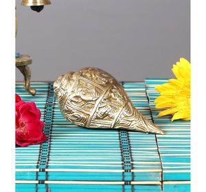 พระพุทธรูปแกะสลักพระพิฆเนศทองเหลืองแท้ 100% ยี่ห้อ Two Moustaches รุ่น Shankh สำหรับบูชา น้ำหนัก 430 กรัม บรรจุ 1 ชิ้น - Product Image 6