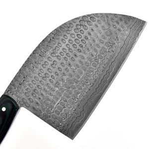 Cuchillo de Chef de Acero de Damasco de Alta Calidad Personalizado al por Mayor, Mango de Micarta G10, 60 HRC, Resistente para Cortar y Picar Carne - Product Image 3