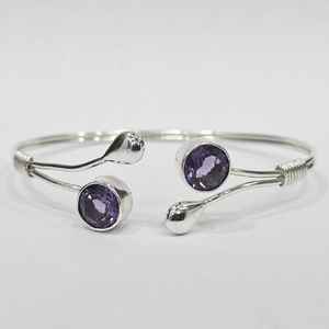 925 argent Sterling excellente qualité coupe ronde améthyste pierre précieuse concepteur fait à la main Unique Vintage personnalisé bracelet pour les femmes - Product Image 4