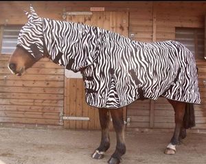 PRIMA Manta Antimoscas para Caballo con Estampado de Cebra, Ligera, de Malla, para Verano, con Solapa Abdominal, de Poliéster, No Resistente al Agua, para Verano - Product Image 2