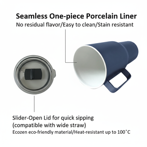 High Quality 30Oz/900Ml <b>Double</b> <b>Walled</b> Insulated Boba Tea Tumblers Portable Bottle With Handle And Porcelain Liner - Product Image 2