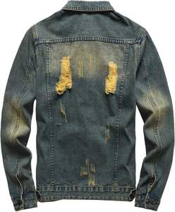 Chaqueta vaquera con efecto desgastado Spray Wash para invierno, abrigo informal duradero hasta la cadera, estilo urbano desgastado para ocasiones formales y de estilo urbano. - Product Image 3