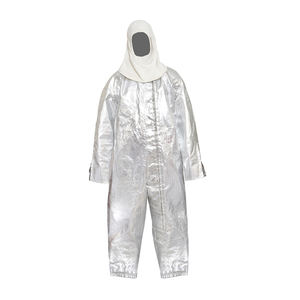 Traje de seguridad contra incendios de algodón FR resistente a altas temperaturas con revestimiento de aluminio, color plateado - Product Image 4