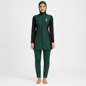 Ensemble burkini pour femmes, couvrant entièrement le corps, tissu extensible doux, séchage rapide, respirant, écologique, confortable, pour la natation, la plage et la piscine - Product Image 1