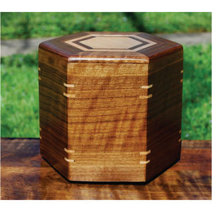 Handmade Hexagon Wooden Urn for Human Ashes Decorative Inlay Wood Funeral Cremation Urn <b>Box</b> <b>Memorial</b> <b>Keepsake</b> <b>Box</b> Wooden Urns - Product Image 1