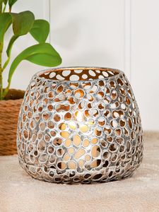 Candelabro de metal plateado artesanal con cinco brazos, soporte duradero para velas, decoración para el hogar, candelabro para rituales luminosos - Product Image 1