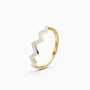 Anillo Zigzag Crown con diamantes cultivados en laboratorio de 0.16 quilates en oro amarillo de 9 quilates, oro blanco y oro rosa - Product Image 3