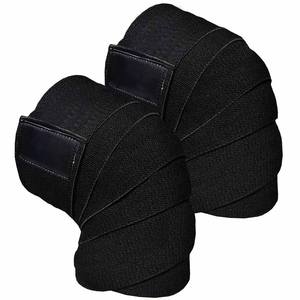 Genouillère noire robuste et légère avec protection de la paume, bandes de soutien pour haltérophilie, protection avancée pour l'entraînement physique - Product Image 1