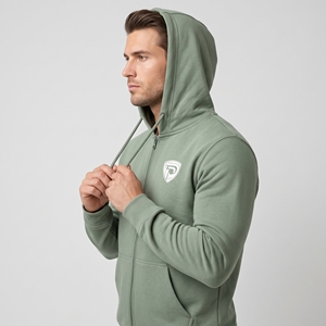 Sudadera con Capucha y Cremallera Dumela Unisex Verde, 100% Algodón, Color Sólido, Casual, Transpirable, Ecológica, Corte Holgado, Invierno - Product Image 4
