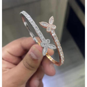 Shiny 925 Silver Butterfly <b>Bangle</b> for Women, Elegant Moissanite Diamond Jewelry for Anniversaries & Parties - Product Image 1
