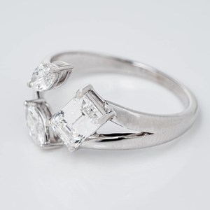 Unique Emerald & Marquise Cut Open Band Moissanite <b>Ring</b> For Women's Original <b>925</b> <b>Silver</b> Fine Rhodium Plated Wedding Promise Gift - Product Image 5