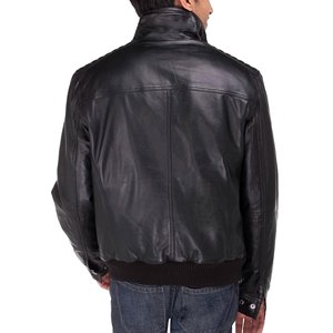 Chaqueta de moto lavada con cuello levantado personalizada para hombre, ajuste de piel de vaca genuina y piel de cordero, capa superior de temporada de invierno - Product Image 4
