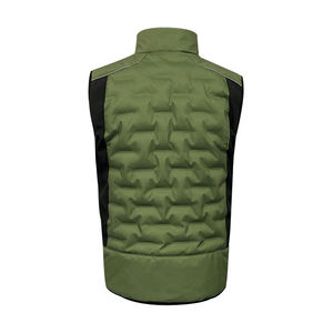 Gilet matelassé réversible à capuche vert pour homme, sans manches, zippé, coupe-vent, séchage rapide, vêtement d'extérieur d'hiver, option logo personnalisé, mélange de coton - Product Image 2