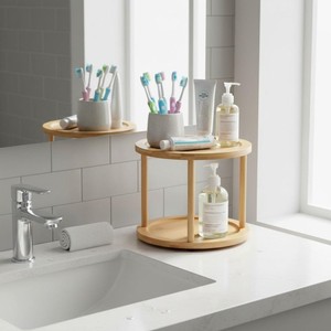High End Quality Round <b>Wooden</b> Lazy Susan Makeup Organizer With Stand Minimalist Design For Cosmetic Storage - Product Image 4