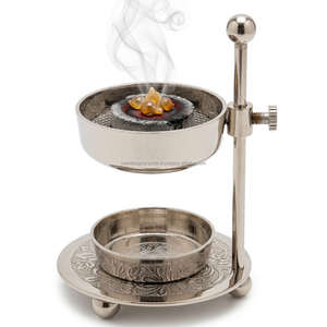 Brûleur d'encens en laiton réglable en hauteur, plaqué nickel argenté, chauffe-cire sans fumée pour bougies chauffe-plat, décoration de table, vente en gros - Product Image 4