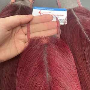 Combo Closure 2x4 con Encaje Transparente de 14 Pulgadas, Color Vino Tinto, Precio al por Mayor, Cabello Vietnamita, Listo para Enviar - Product Image 4