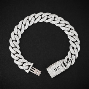 Bracelet cubain à deux rangs de 13 mm en argent sterling 925 avec diamants VVS cultivés en laboratoire, style Miami – Grande Vente - Product Image 1