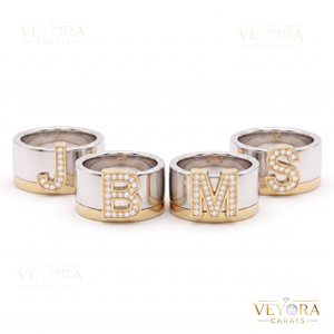 Anillo de Oro Sólido Personalizado con Letra A y Diamante Moissanita, Elegante Accesorio de Joyería Brillante - Product Image 5