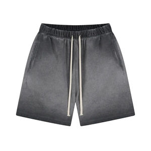Shorts Jogger Homme Personnalisés en Molleton Français Délavé Effet Usé avec Cordon de Serrage et Motif Uni Style Décontracté - Product Image 1