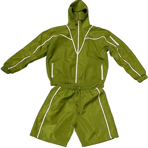 Conjunto Corto de Chaqueta Cortavientos para Hombre de Alta Calidad, Corte Holgado, Transpirable, de Nailon y Spandex, Color Sólido, para Verano - Product Image 1