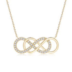 Pendentif en diamant de laboratoire taille ronde Infinity Love avec sertissage pavé en or 10K 14K 18K et argent 925 935 - Product Image 2