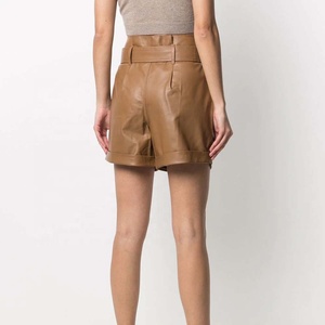 Pantalones Cortos de Cuero Ecológicos Impermeables para Mujer, Diseño Novedoso con Cintura Media y Presillas, Cierre de Botones, Precio de Fábrica 2026 - Product Image 2