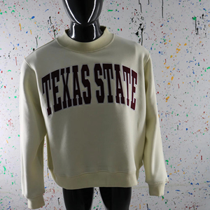Sudadera TEXAS STATE CREAM con cuello alto, 100% marrón, con apliques bordados, cuello ancho, hilos finos - Product Image 1
