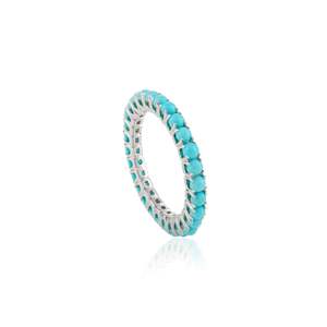 14K Natural Turquoise Stackable Eternity Wedding Band - Product Image 2