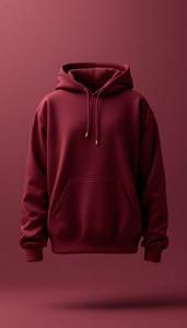 <b>Men's</b> <b>Burgundy</b> Solid Hooded Pullover <b>Sweatshirt</b> 100% Cotton Regular Fit 360g Plain Dyed Knitted Front Pocket Anti-Pilling Casual - Product Image 4