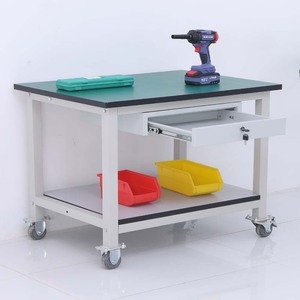 Chariot de laboratoire industriel antistatique en alliage pour salle blanche avec roues, table de travail roulante - Product Image 1